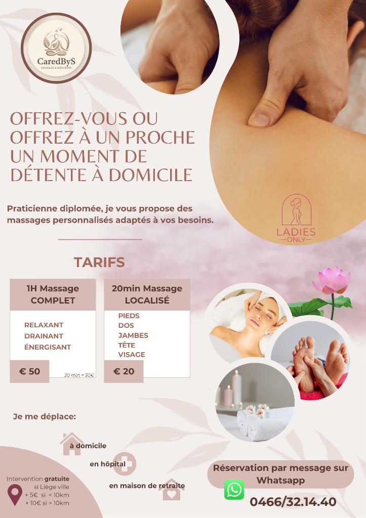 Massage relaxant/drainant pro à domicile (ladies only), Diversen, Overige Diversen, Nieuw, Ophalen of Verzenden