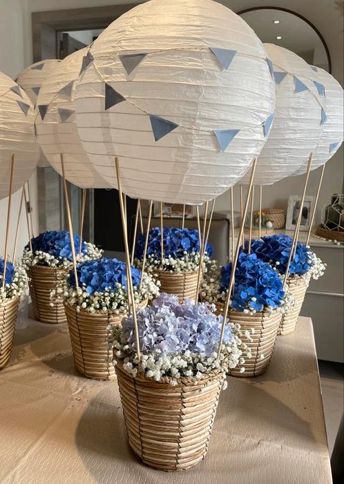 3 décorations table fleur baptême anniversaire montgolfière, Kinderen en Baby's, Kinderkamer | Inrichting en Decoratie, Zo goed als nieuw