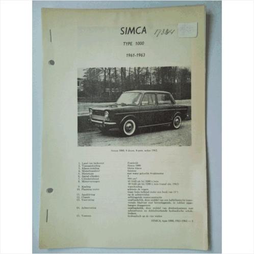 Simca 1000 Vraagbaak losbladig 1961-1963 #1 Nederlands, Boeken, Auto's | Boeken, Gelezen, Ophalen of Verzenden