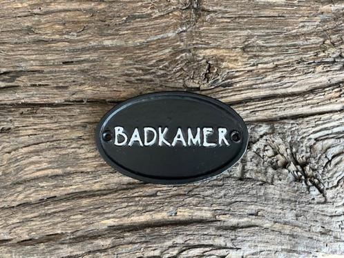 Deurbordje -Badkamer- Landelijk gietijzer ovaal zwart, Huis en Inrichting, Badkamer | Badtextiel en Accessoires, Nieuw, Overige typen