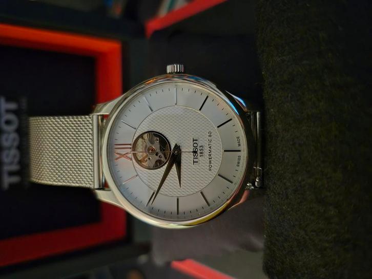 Tissot powermatic80 automaat met open hart, Handtassen en Accessoires, Horloges | Heren, Zo goed als nieuw, Polshorloge, Overige merken