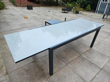 Uitschuifbare tuintafel 180 tot 260 x 100 cm hoogte 75 cm, Ophalen, Zo goed als nieuw, Rechthoekig, Aluminium