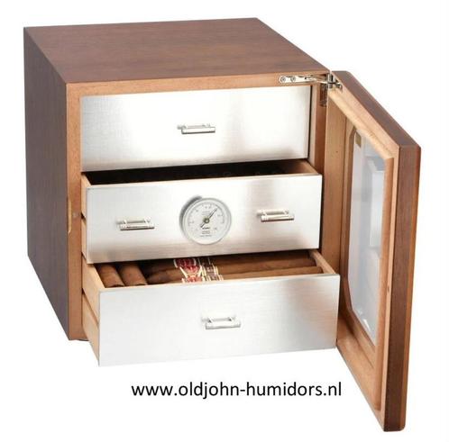 h181wa Humidor ADORINI Chianti DeLuxe Walnoot Aluminium, Collections, Articles de fumeurs, Briquets & Boîtes d'allumettes, Neuf