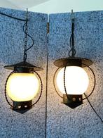 pair de suspension lampes vintage 40s 50s verre metal lante, Enlèvement