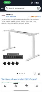 VASAGLE Electric Height-Adjustable Desk Frame, Huis en Inrichting, Bureaus, Ophalen, Elektrisch, Zo goed als nieuw, Bureau