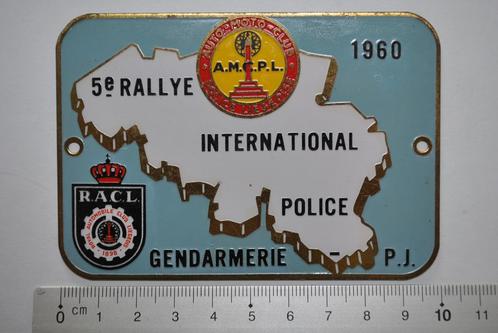 PLAQUE EMAILLEE CALANDRE 5è RALLYE INTER. POLICE LIEGE 1960, Verzamelen, Automerken, Motoren en Formule 1, Gebruikt, Auto's, Ophalen of Verzenden