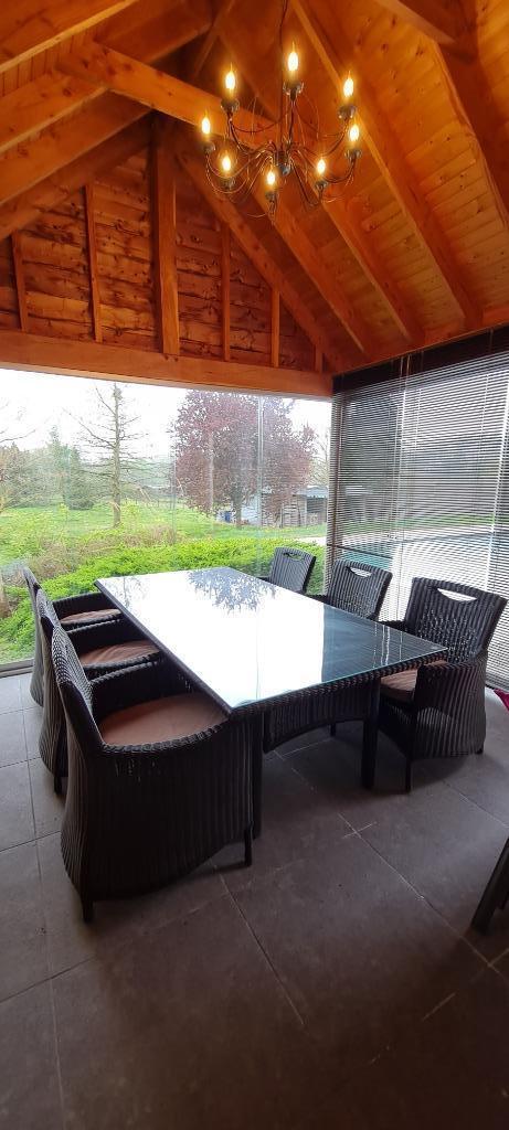 Tafel + 6 stoelen, Tuin en Terras, Tuinsets en Loungesets, Gebruikt, Loungeset, Kunststof, 6 zitplaatsen, Eettafel, Stoel, Ophalen