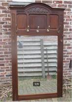 Beau grand porte-manteau mural en bois antique avec miroir, Enlèvement, Comme neuf, Bois, Portemanteau mural