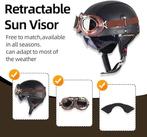 Retro lederen motorhelm | GRATIS LEVERING, Motoren, Kleding | Motorhelmen, M, -, -, Overige typen