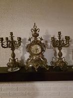 Schouwgarnituur Klok en met twee kandelaars, Antiek en Kunst, Ophalen