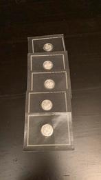 5 pièces mémorial en argent 925 dynastie royale belge /, Postzegels en Munten