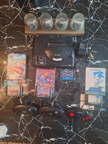 Sega Megadrive-console + 129 games + 3 controllers!