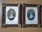 Jezus en Maria in omlijstig (klooster), Antiek en Kunst, Antiek | Religieuze voorwerpen, Ophalen of Verzenden