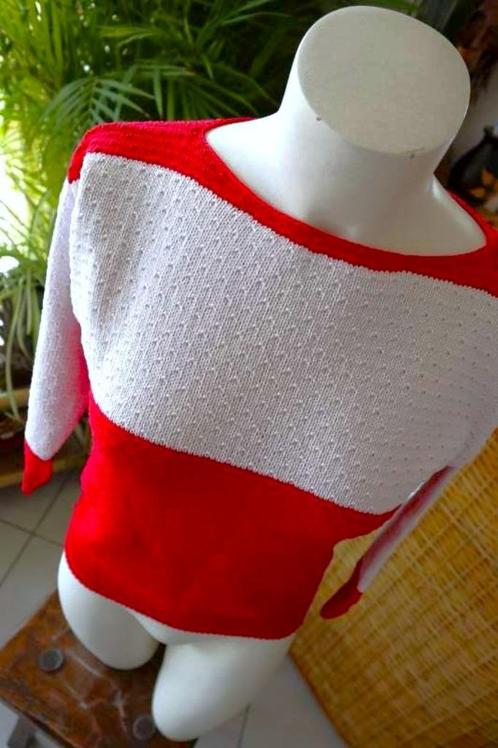 vintage dressing rood/wit aansluitend leuke trui, Kleding | Dames, Truien en Vesten, Gedragen, Maat 42/44 (L), Rood, Ophalen of Verzenden