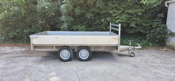 Remorqué double essieux 750kg Aluminium 3,m/1,50m, Enlèvement, Comme neuf