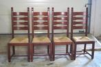 4 stevige oude eiken boerenstoelen hoge rug, Antiek en Kunst, Antiek | Meubels | Stoelen en Sofa's, Ophalen
