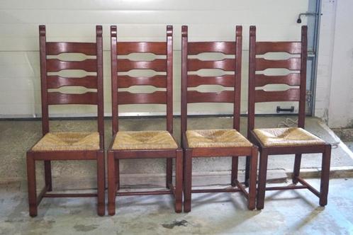4 stevige oude eiken boerenstoelen hoge rug, Antiek en Kunst, Antiek | Meubels | Stoelen en Sofa's, Ophalen