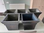 5 metalen bloembakken, Tuin en Terras, Ophalen, Gebruikt, Vierkant, Metaal