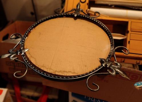 Spiegelornament of omlijsting, smeedijzer, vintage 60/70, Antiek en Kunst, Antiek | Spiegels, Rond, Ophalen