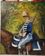 Schilderij van een Belgische ruiter vóór WO1, Verzamelen, Ophalen of Verzenden, Landmacht, Foto of Poster