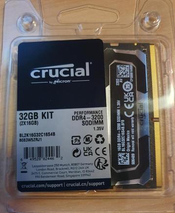 mémoire pour ordinateur portable 32 Go (2*16) DDR4-3200 SODI, 32 GB, DDR4, Comme neuf, Enlèvement
