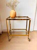 Vintage messing barcart / serveerwagen, Huis en Inrichting, Overige materialen, 55 tot 75 cm, Zo goed als nieuw, Vintage Hollywood regency