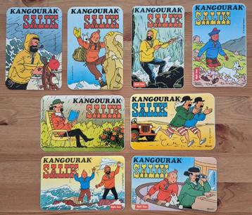 Kuifje complete reeks 8 stickers Salik 1977 Hergé Tintin, Enlèvement ou Envoi, Tintin, Comme neuf, Image, Affiche ou Autocollant