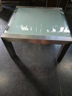 Salontafel (vierkant) met glazen blad, Huis en Inrichting, Tafels | Salontafels, Ophalen, Zo goed als nieuw