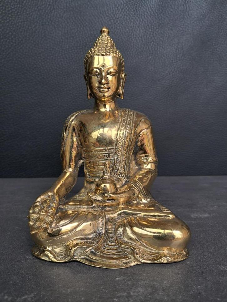 Gouden bronzen medicijn Boeddha/Azië/Tibet/Varada Mudra, Huis en Inrichting, Woonaccessoires | Boeddhabeelden, Nieuw, Ophalen of Verzenden