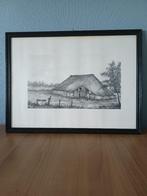 Houtskooltekening Hoeve - Karel Joosten, Antiek en Kunst, Kunst | Etsen en Gravures, Ophalen