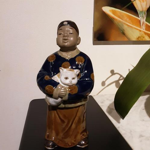 Zeldzaam vintage Chinees beeldje Wanjiang geglazuurd aardewe, Antiek en Kunst, Antiek | Porselein, Ophalen of Verzenden