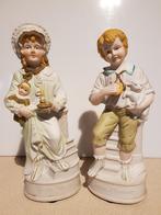 Vintage antiek set beeldjes biscuit porselein, Verzamelen, Ophalen of Verzenden, Gebruikt, Mens