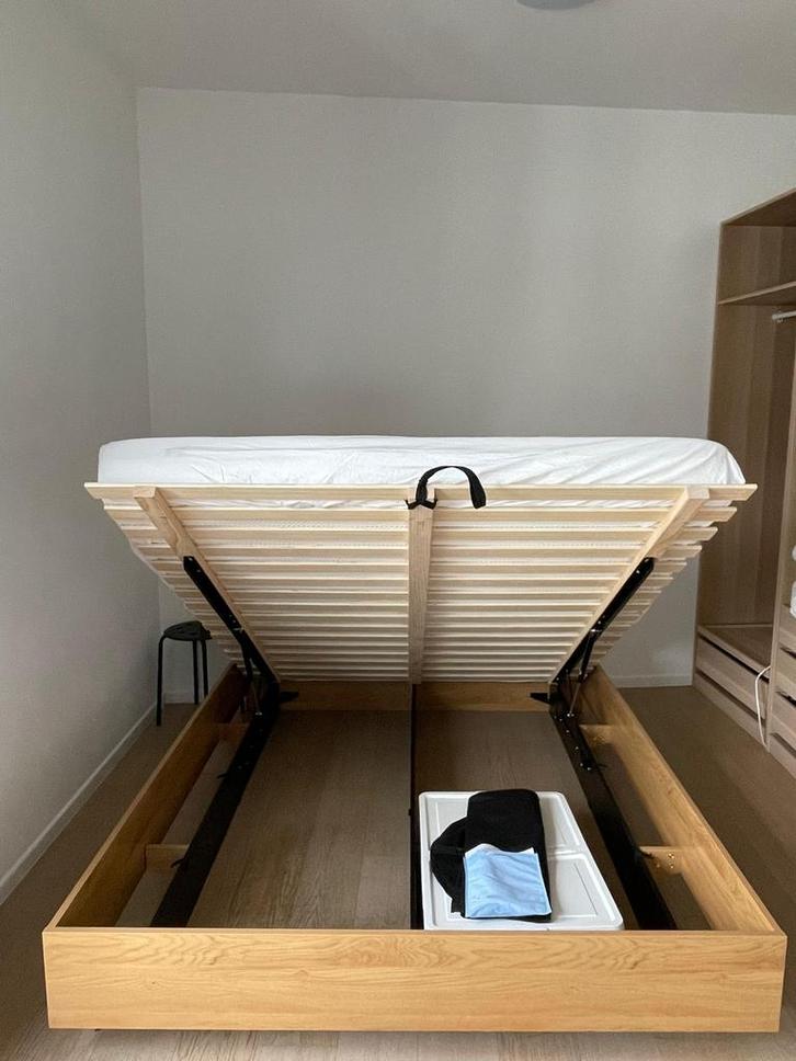 Lit avec rangement 160x200, Maison & Meubles, Chambre à coucher | Lits, Neuf, Deux personnes, 160 cm, 200 cm, Enlèvement