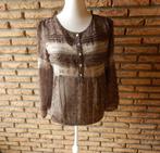 (125)- blouse femme t.40 brune - jacqueline riu -, Maat 38/40 (M), Bruin, Ophalen of Verzenden, Zo goed als nieuw