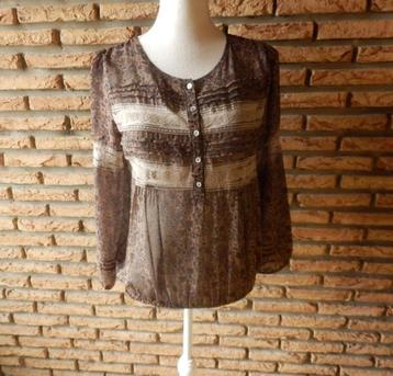 (125)- blouse femme t.40 brune - jacqueline riu -, Taille 38/40 (M), Enlèvement ou Envoi, Comme neuf, Brun
