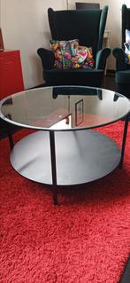 Ronde salontafel, onderstel in zwart metaal, Ophalen, Gebruikt, Metaal