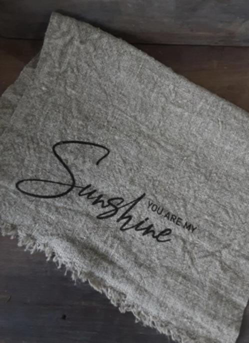 LINNEN DOEK Shabby You are my Sunshine 30x45cm, Huis en Inrichting, Woonaccessoires | Plaids en Woondekens, Nieuw, Ophalen of Verzenden