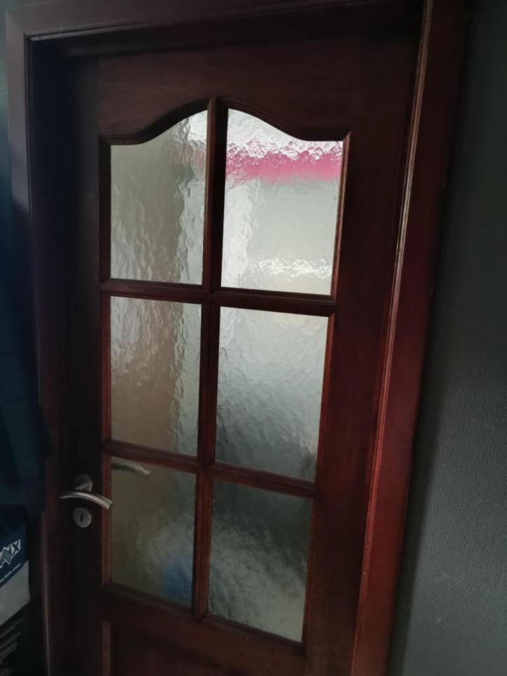 6 Meranti binnendeuren, Doe-het-zelf en Bouw, Raamkozijnen en Schuifdeuren, Gebruikt, Hout, 150 tot 225 cm, Minder dan 75 cm, Inclusief glas