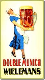 Wielemans D.Munich retro ontwerp op dubbel metaal 80cmx45cm, Verzenden, Zo goed als nieuw, Reclamebord