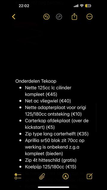 Piaggio onderdelen  beschikbaar voor biedingen