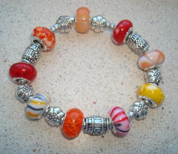 Armband met bedels in oranje-geel PSE093 - maat naar wens beschikbaar voor biedingen