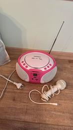 Radio en cd-speler. Roze met wit. Micro inbegrepen., Ophalen, Gebruikt, Overige merken, Met radio