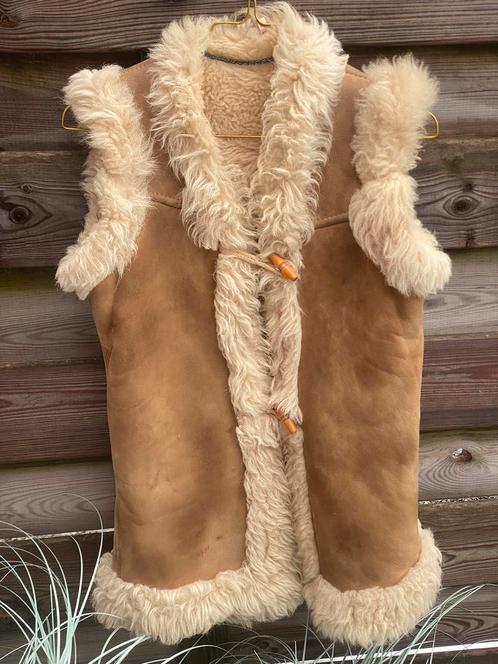 Vintage suède en schapenwol bodywarmer (S 36/38), Kleding | Dames, Bodywarmers, Wit, Ophalen of Verzenden