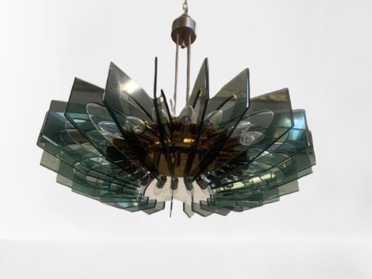 Kroonluchter van Gino Paroldo voor Fontana Arte, Huis en Inrichting, Lampen | Kroonluchters, Gebruikt, Glas, Metaal, Verzenden