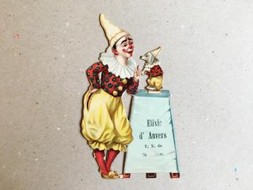 OUD PRENTJJE CHROMO ELIXIR d' ANVERS PIEROT RARE, Envoi, Utilisé