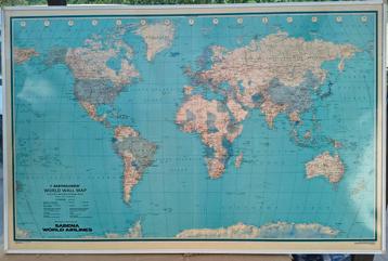 WERELDKAART SABENA WORLD AIRLINES 159 CM X 104 CM INTERMASSA beschikbaar voor biedingen
