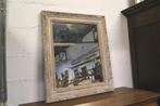 Grote antieke Barok spiegel met grijs/gouden kader 74 x 64, Huis en Inrichting, Woonaccessoires | Spiegels, Gebruikt, Ophalen of Verzenden