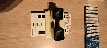 Vintage Bruguière stereoscoop met 12 zware stereokaarten