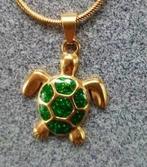 nieuw kettinghanger groen goudkleur schildpad (S'Steel) 2 cm, Nieuw, Ophalen of Verzenden, Met edelsteen, Groen