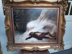 Oud schilderij, thema Romantiek, olie op paneel, Ophalen